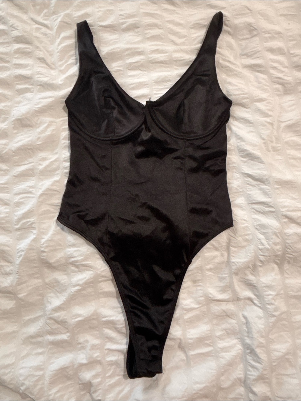 Forever 21 Black Bustier Corset Style Thong Bodysuit Size S
